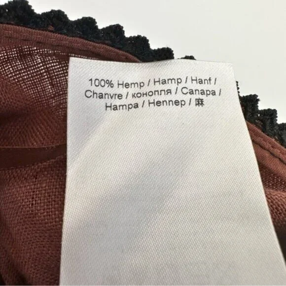 Ganni Bead Embellished Hemp Cut Out Root Beer Brown Midi Dress Size L - Picture 14 of 15